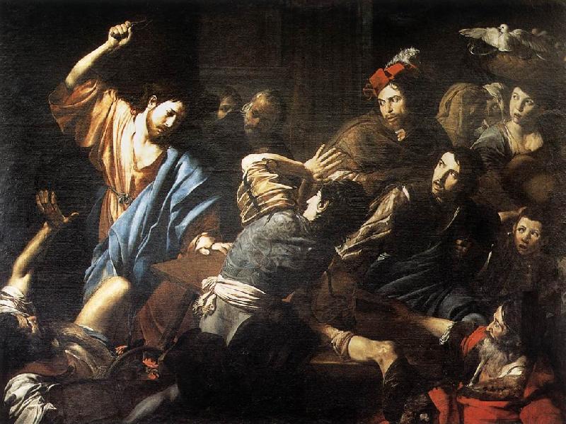 VALENTIN DE BOULOGNE Christ Driving the Money Changers out of the Temple wt France oil painting art